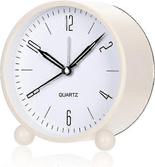 Alarm Clock, Non Ticking Analog Alarm Clocks with Warm Night Light, Bedside Alarm Clock Silent Clock Battery Powered, Simple Stylish Design for Desk B
