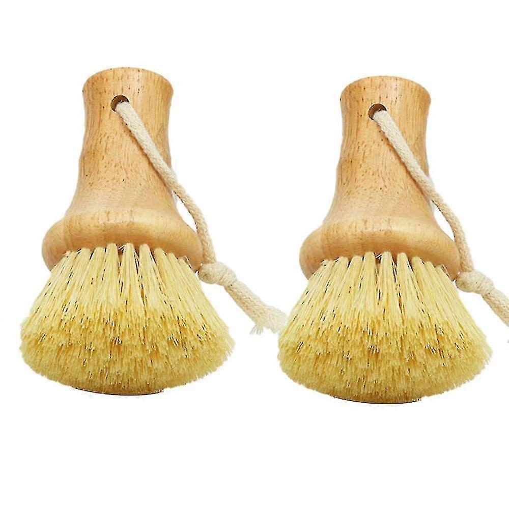 Dish Brush With Bamboo Built-in Scraper,scrub Brush