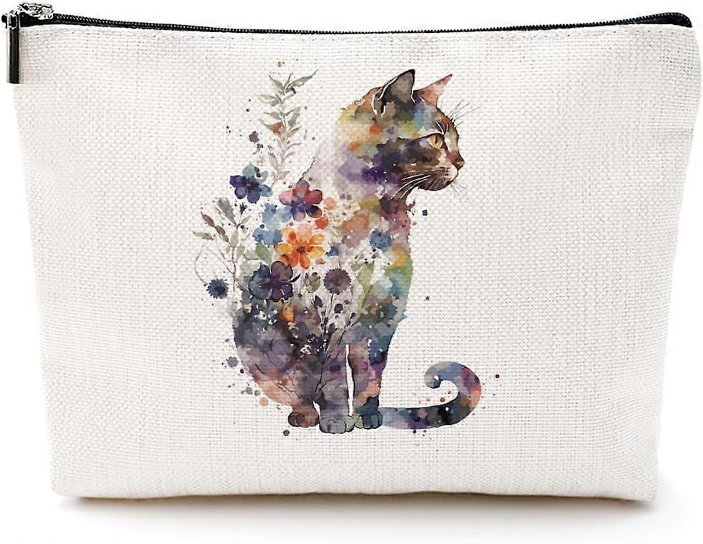 Morsomme kattegaver til kvinner sminkeveske katt elsker gaver katt mamma gaver katteting kosmetisk veske kattetema gaver glidelåspose toalettmappe for kvinne hennes gi