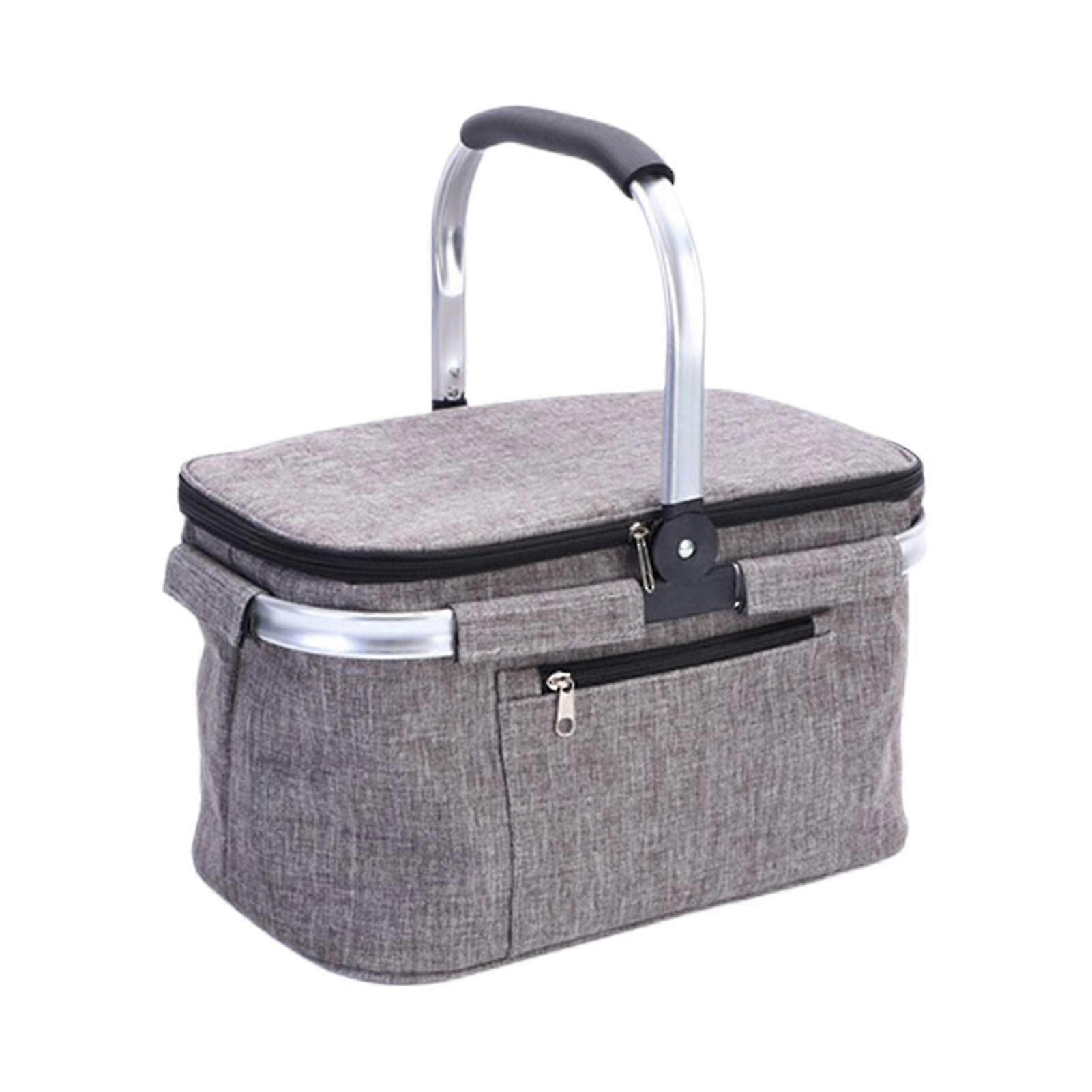 Insulation & Cold Storage Folding Picnic Basket With Handle Large Capacity Great For Hiking Picnics Beaches(black)