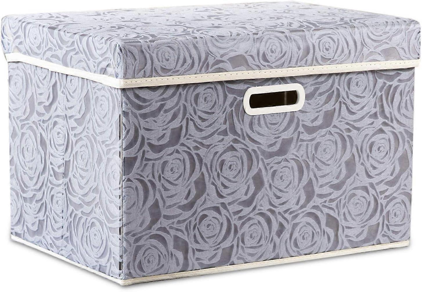 Large Foldable Storage Boxes with Lids [1 Pack] Decorative Fabric Storage Bin Cube Organizer, Gray 45 x 30 x 30cm