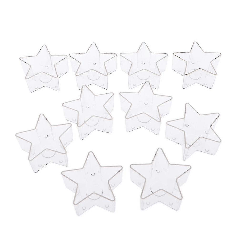 10x Square Star Clear Plastic Tealight Cup Holder Candle Container 3.7x1.8cm