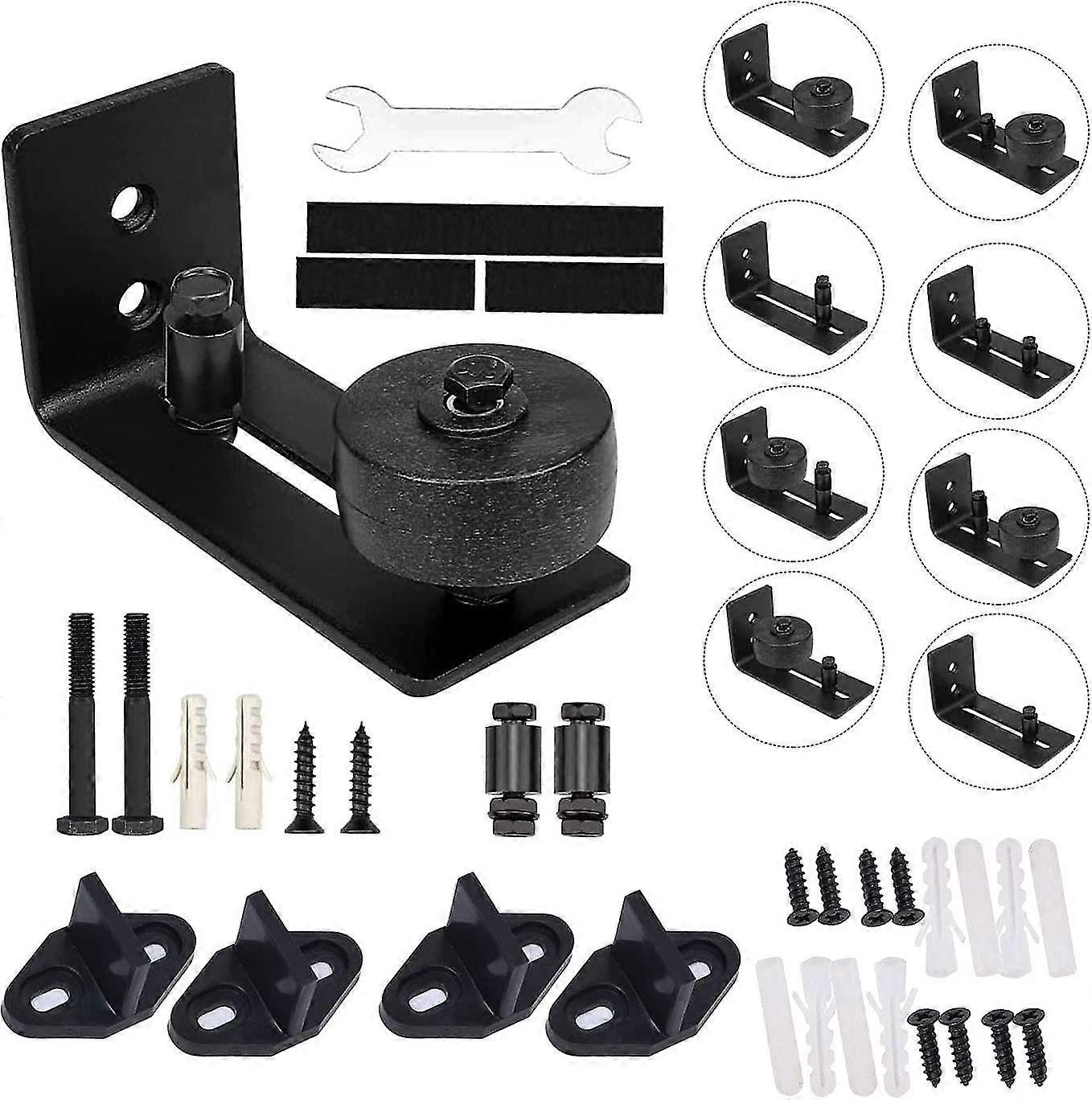 5pcs Multifunctional Barn Door Guide Rail With Adjustable Rollers 8 Possible Variants Sliding Door Floor Guide Fitting Barn Door Stopper Pulley