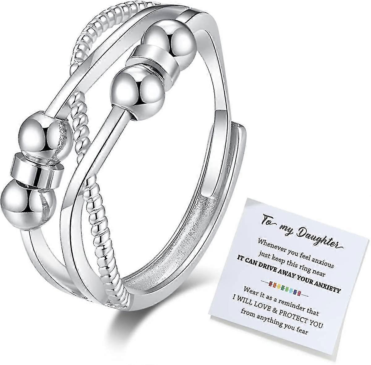 À ma fille Fidget Ring For Anxiety, Fidget Rings For Anxiety For Women, Adjustable Stacking Anxiety Relief Rainbow Fidget Ring Bijoux Cadeaux