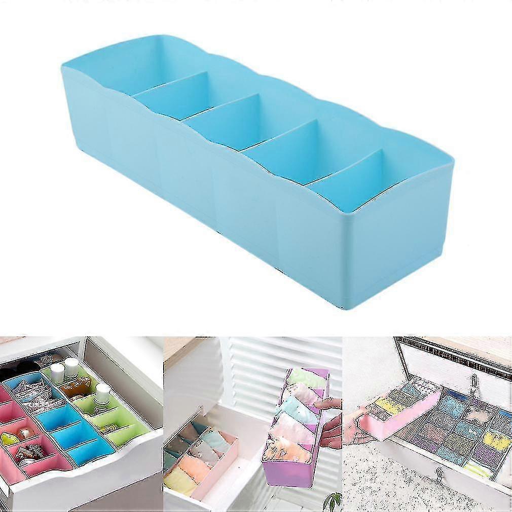 Five Grids Multifunction Underwear Socks Tiny Things Storage Box Plastic Finishing Box Drawer Desk B