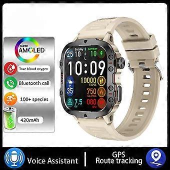 Rugged Military Smart Watch For Adult AI Voice Bluetooth Call Heart Rate Health Monitoring Ip68 Waterproof Ftiness Smartwatch 2024