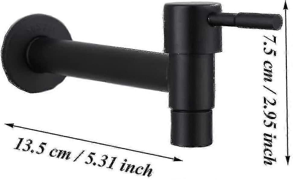 mop basseng tappekran veggmontert kran rustfritt stål enkelt kaldt vann kran (svart lang)