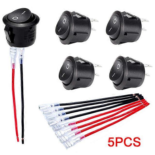 10/5PCS ON/OFF Round Rocker Switch MINI Toggle Switch 2 Pin SPST Push Button Switch 12V 24V 20MM with Wires for Auto Car RV Boat