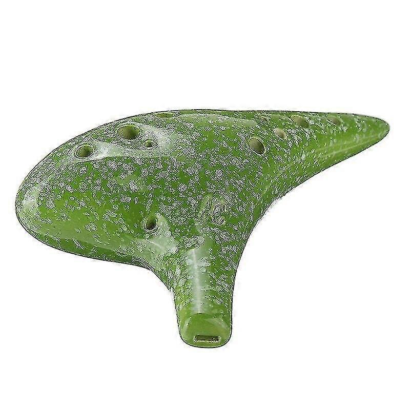 12 Holes Kiln Fired Ceramic Alto C Legend Of Ocarina Flute Of Time Ceramic For Beginner(green)
