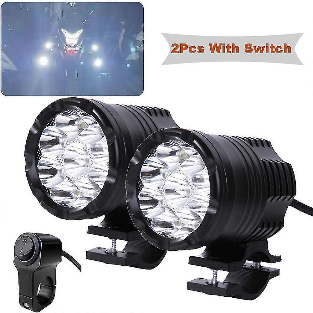 9 Chips Additional Led Headlights For Motorcycle High/low/strobe Long Range Lights Moto Fog Light Auxiliary Motocross Spotlight