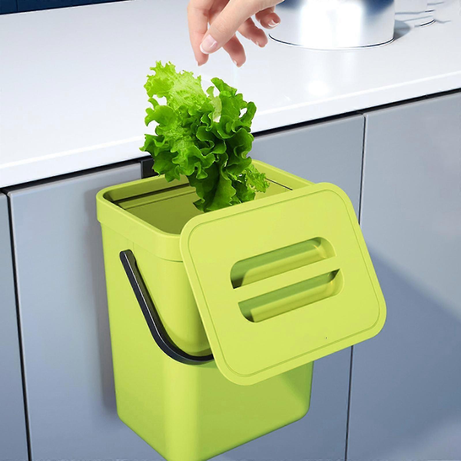 Küchenmülleimer mit Griff, 5l hängender Mülleimer für Küchenschranktür, Küchenmülleimer mit Deckel, um Geruch (weiß) zu verstecken