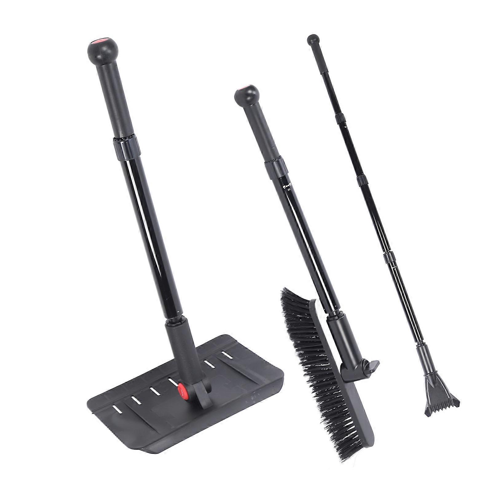 Multifunctional Snow Shovel Kit Aluminum Alloy Retractable Snow Removal Tools with Brush and Ice Scraper