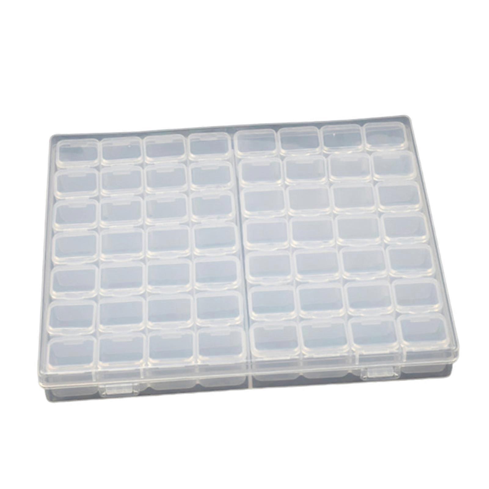 Nail Accessory Storage Box Detachable 56 Grids Transparent Visible Beads Rhinestones Stones Seashell Display Stoarge Case Jikaixiang