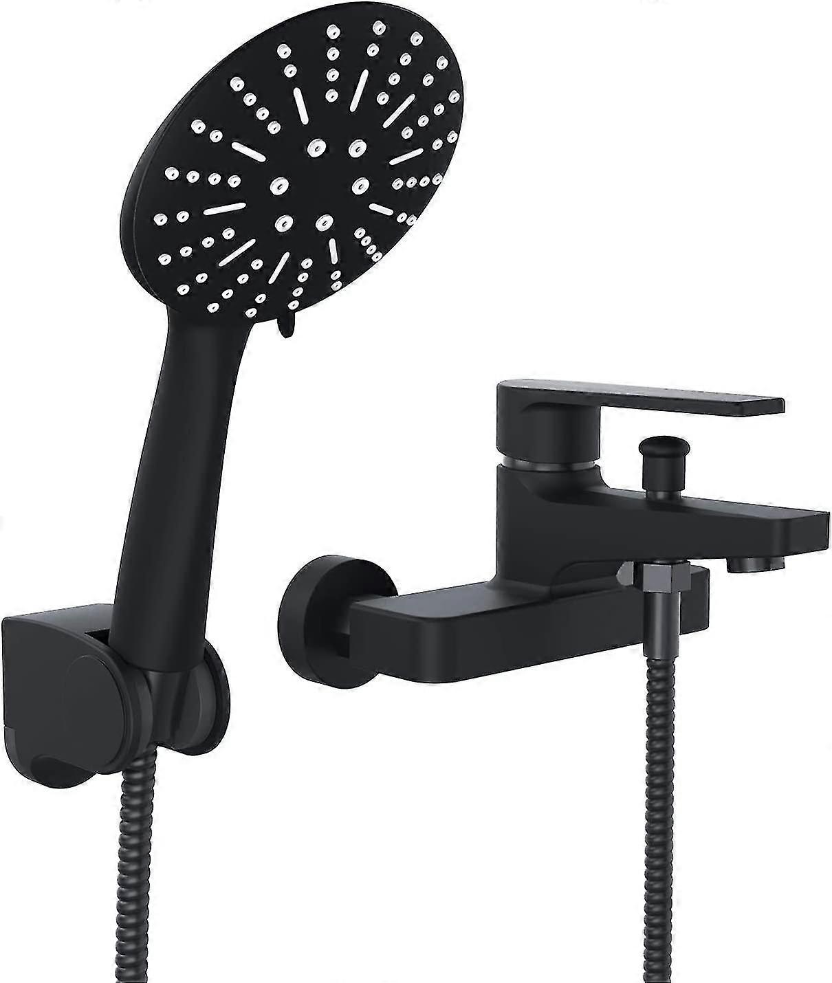 Duschset Regendusche Schwarz Badewanne Wasserhahn mit Handbrause und Wasserhahn Duschkopf Dusche Set für Badewanne und Bad (schwarz)