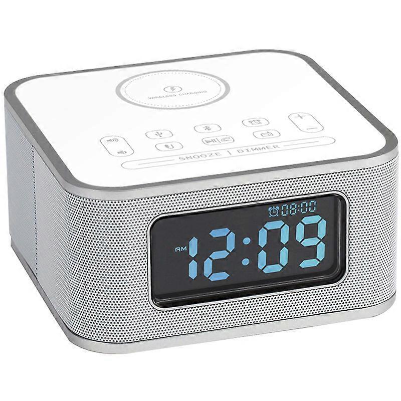 Homtime D2 bluetooth speaker - LED alarm clock with USB wireless charging function - white