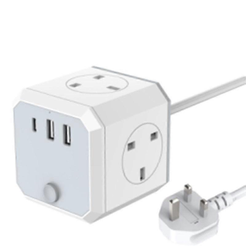 Powercube Socket With 2 Usb Ports Power Strip Cube Charging Socket Converter