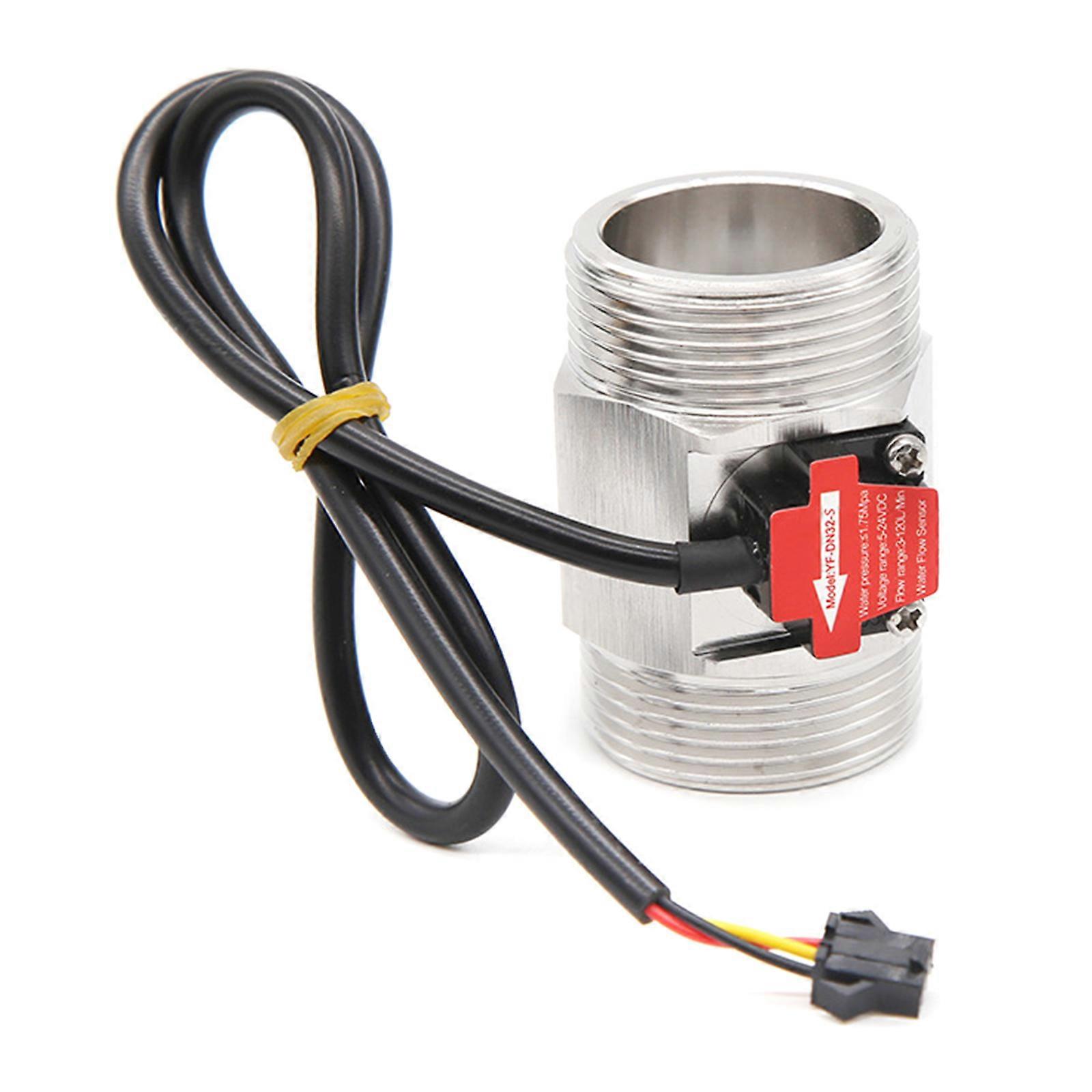 Flow Sensor 1.25" Stainless Steel Hall Effect Liquid Water Switch Meter 5-24VDC