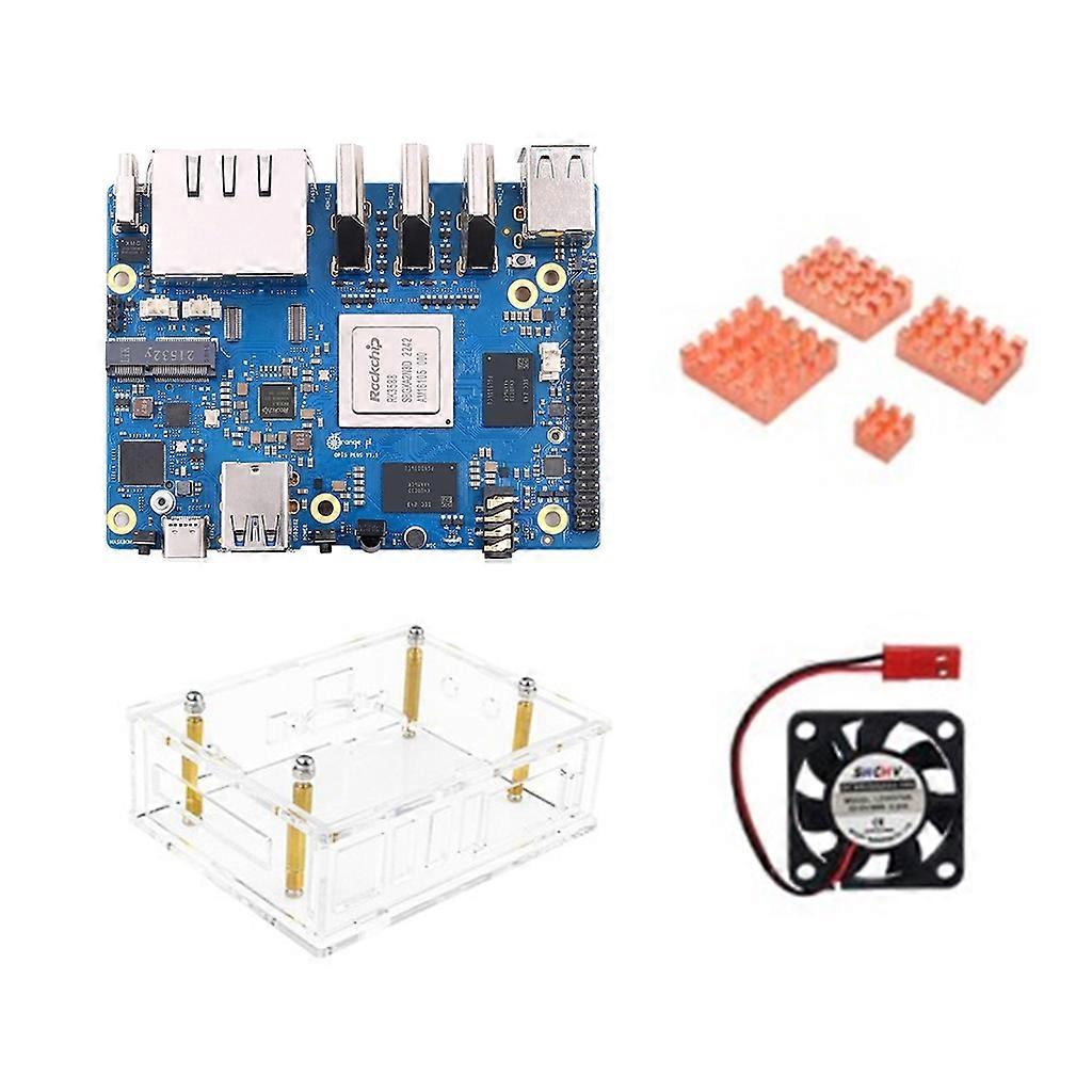 MotherboardCase Cover for Orange Pi 5 Plus OPI5 Plus Fan and 4 Heatsinks Kit
