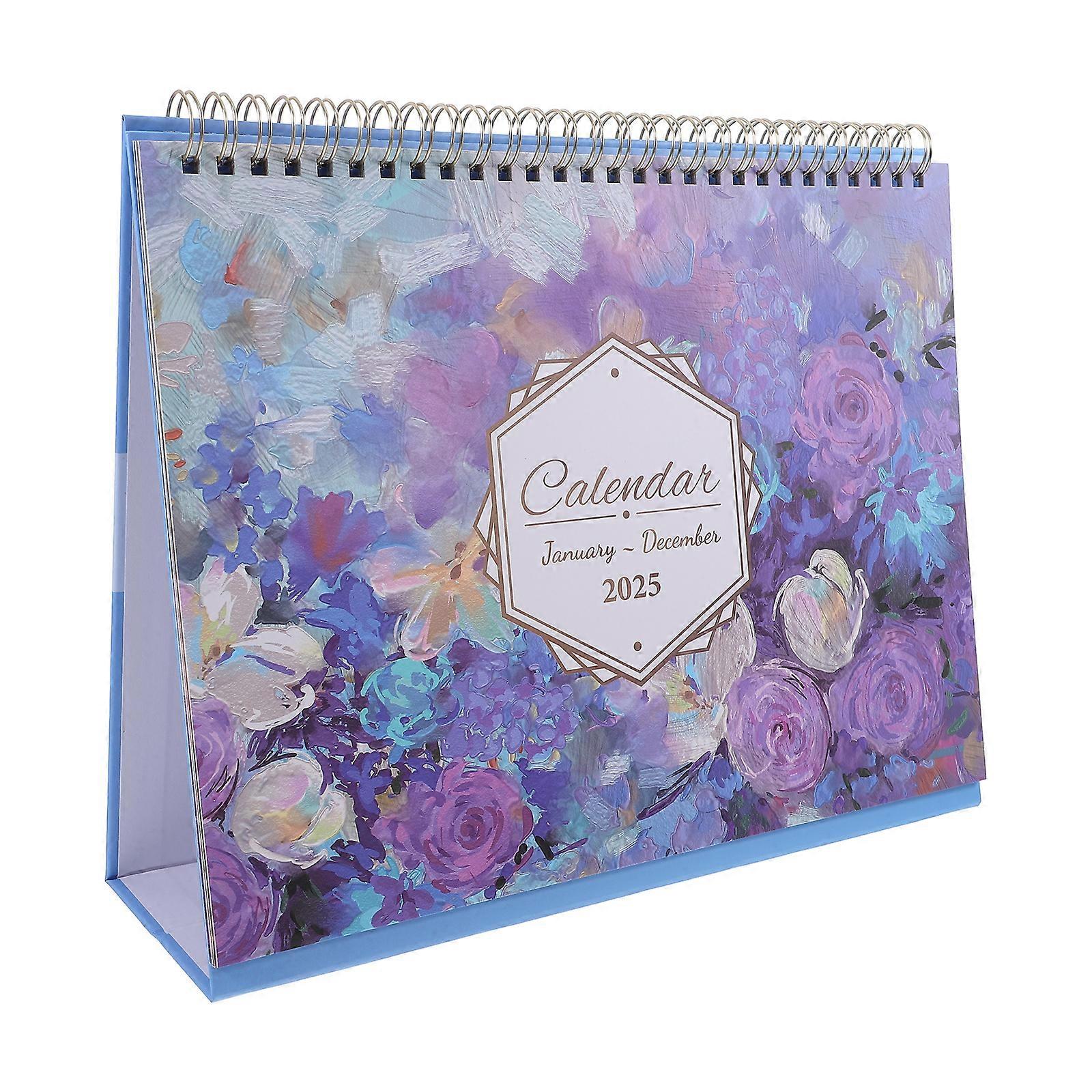 Desk Calendar 2025 Flipping Desktop Calendar Stand Up Calendar Desk Calendar Wire Binding Calendar 2025 English Desktop Calendar