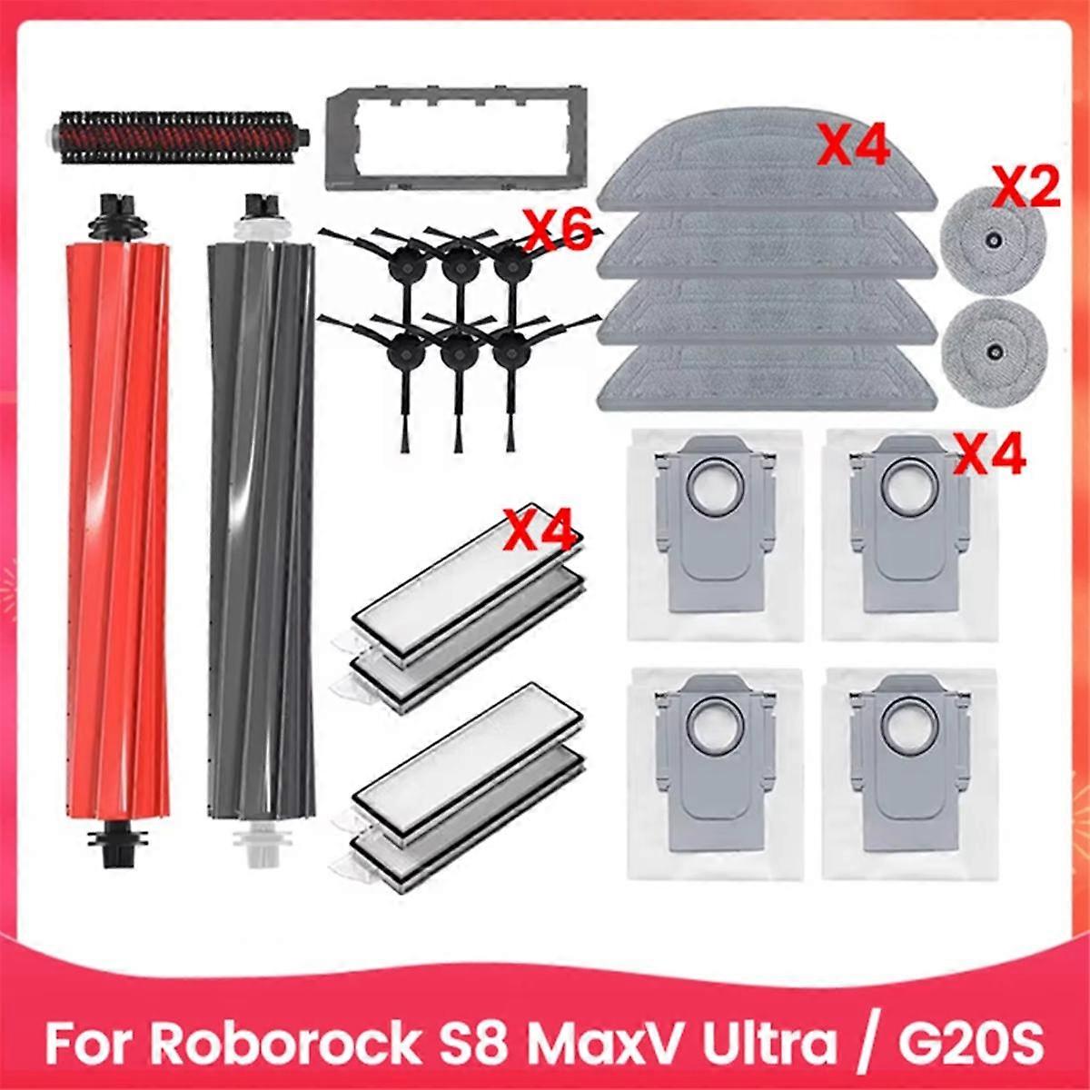 24PCS for S8 MaxV Ultra Robot Vacuum Cleaner Replacement Parts Roller Side Brushes Filters Mop Pads