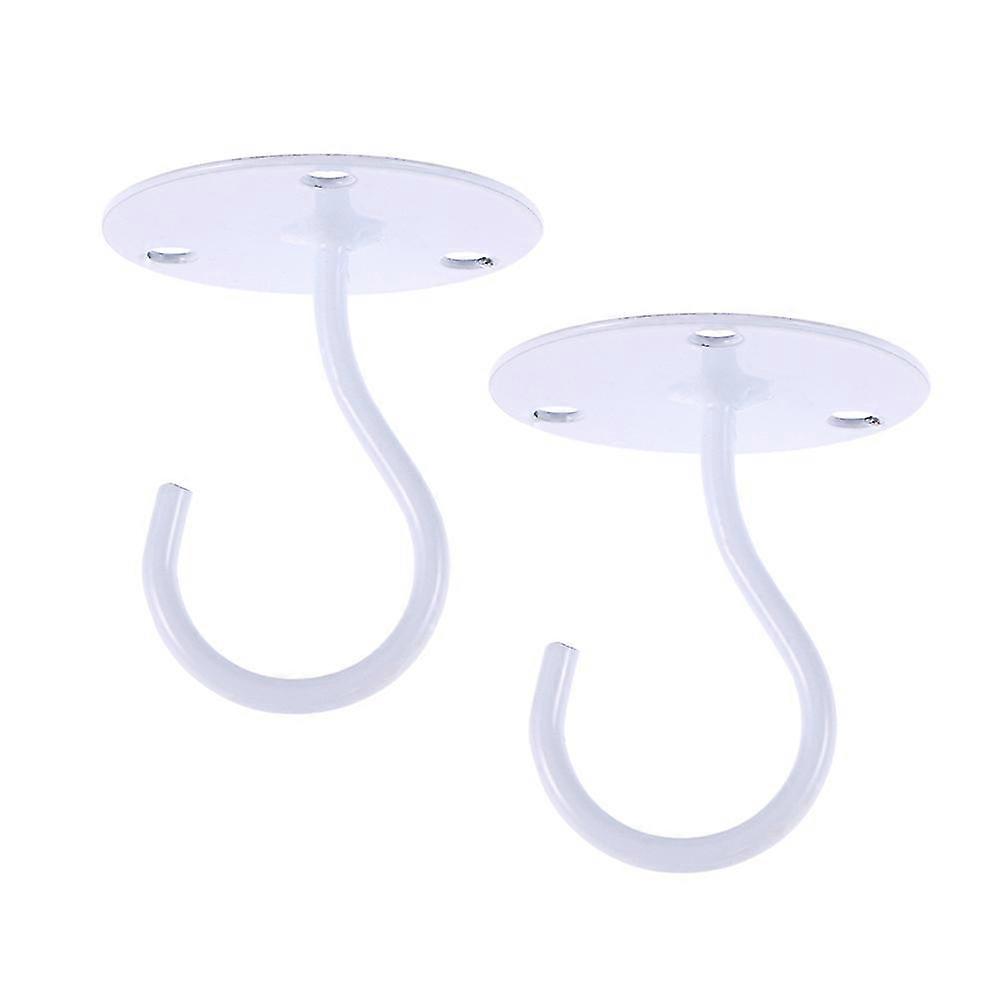 2 PCS Overhead Hooks Cabinet Wardrobe Hooks Porch Lantern Mosquito Net Ceiling Hooks Small Elephant Trunk Shaped Hooks (White)