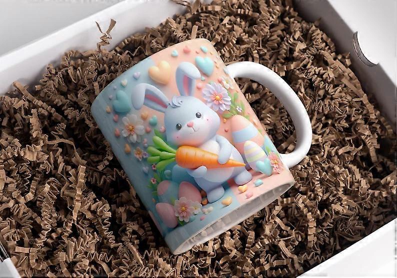 3D Easter Bunny Easter Rabbit Egg Egg Ceramic Coffee Mug Water Cup Mug One piece BBEI251