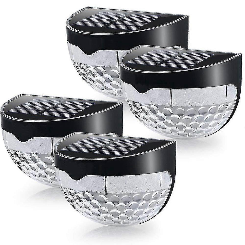 4pcs Ledソーラーフェンスポストライト、セミサークルデザイン、壁マウント装飾デッキ照明ライトインストールネジアクセサリー、ブラック