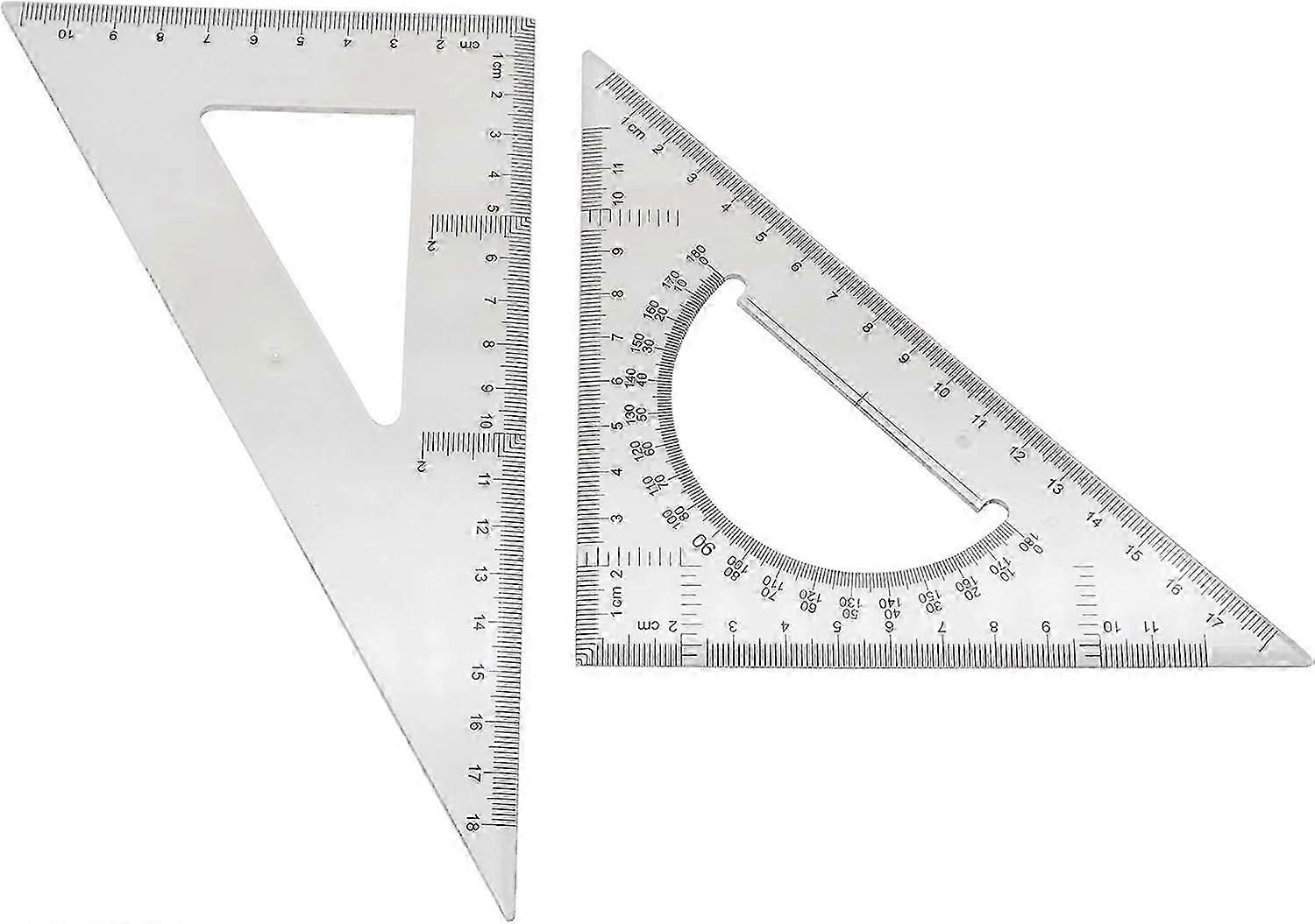 Transparent Triangle Plastic Ruler Scale Set - 30/60 Degree & 45/90 Degree Angle (2 PCS)