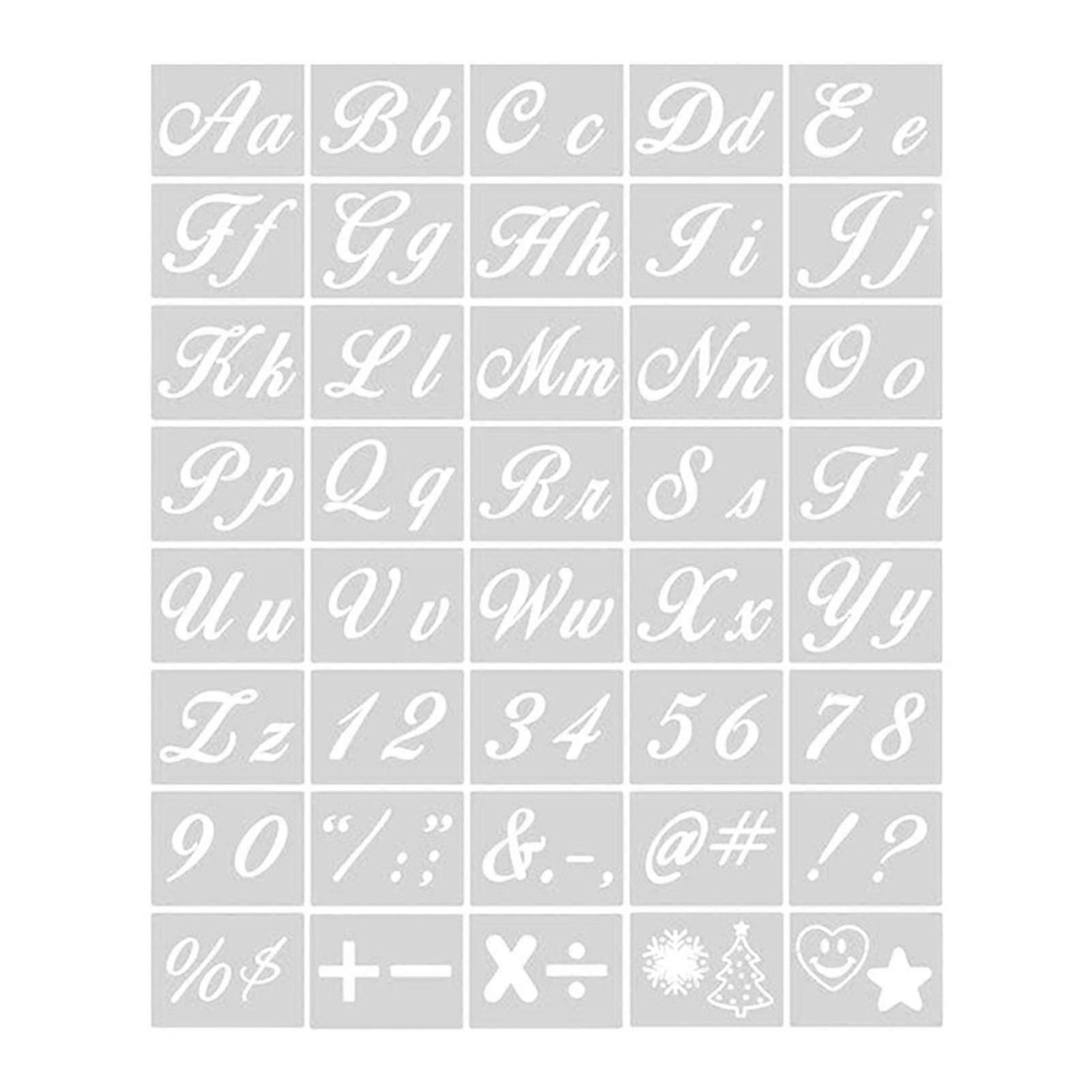 40pcs Reusable Plastic Art Craft Alphabet Stencils With Calligraphy Font Upper And Lowercase Letters XXF