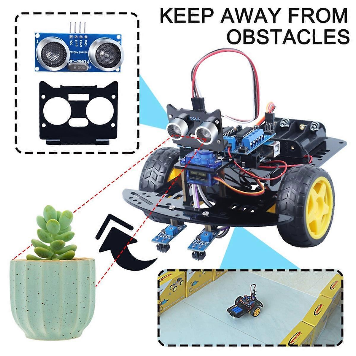 2WD Robot Car Kits for Programming Project with Line-Tracking and Obstacle Avoidance Educational Kit