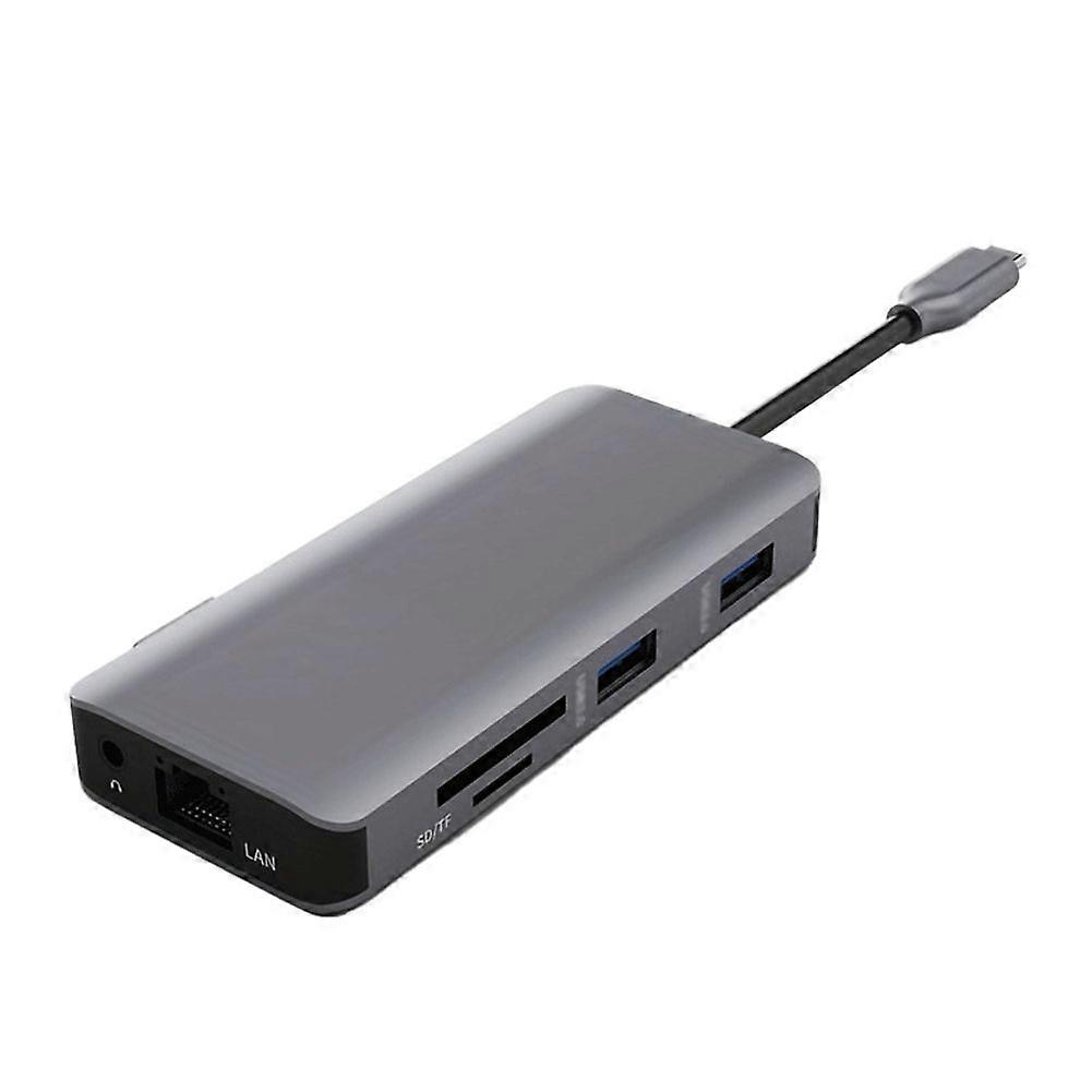 9in1 Type C Hub RJ-45 VGA -Compatible Ports USB C Dongle 2 USB2.0 & 1 USB C PD 100W Ports 3.5mm Audio AUX