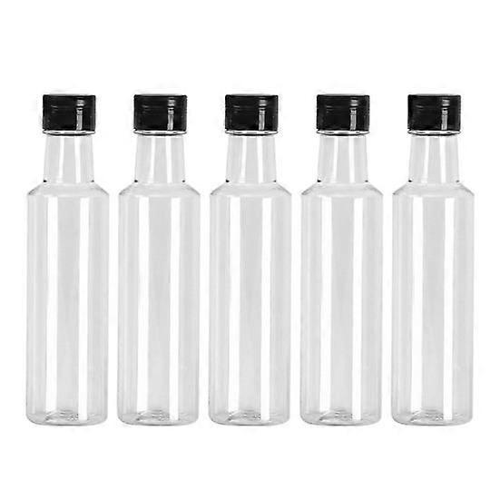5Pcs Woozy Bottles Clear Sauce Woozy Bottle Plastic Empty Beverage Bottle with Leakproof Cap