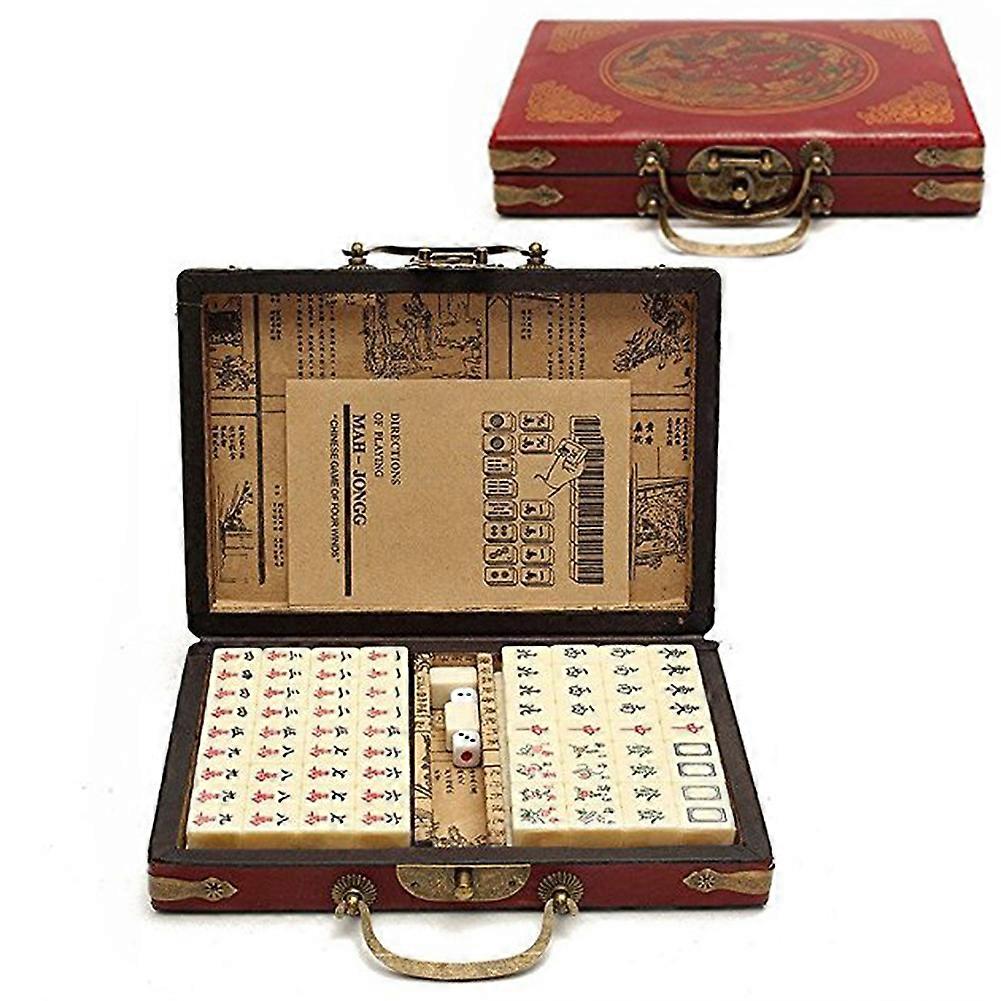 144 Tiles Mahjong Set Chinese Traditional Game with English Instruction Booklet
