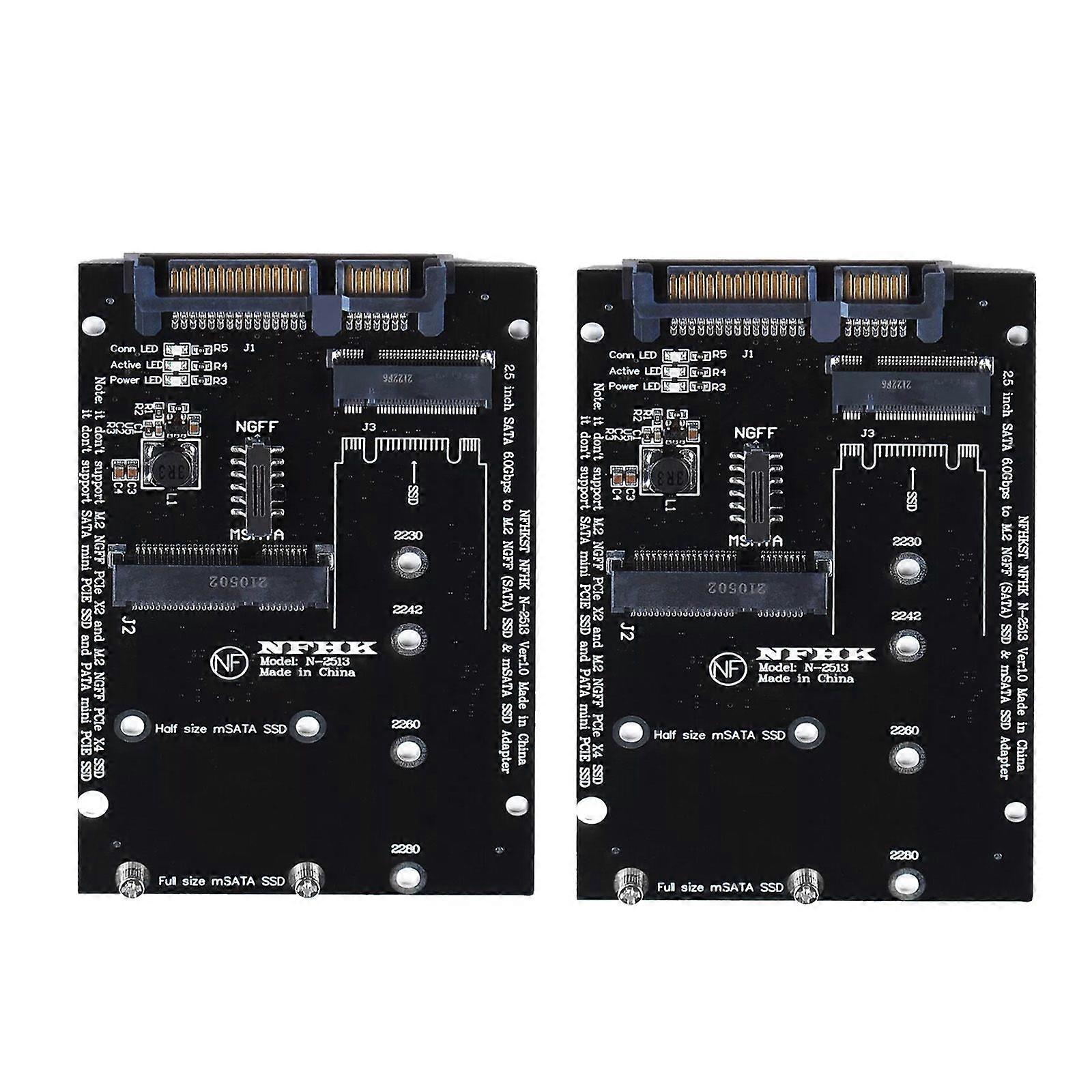 2PCS mSATA / M2 NGFF SSD to SATA Converter Adapter Combo Card M.2 2 In 1 Card