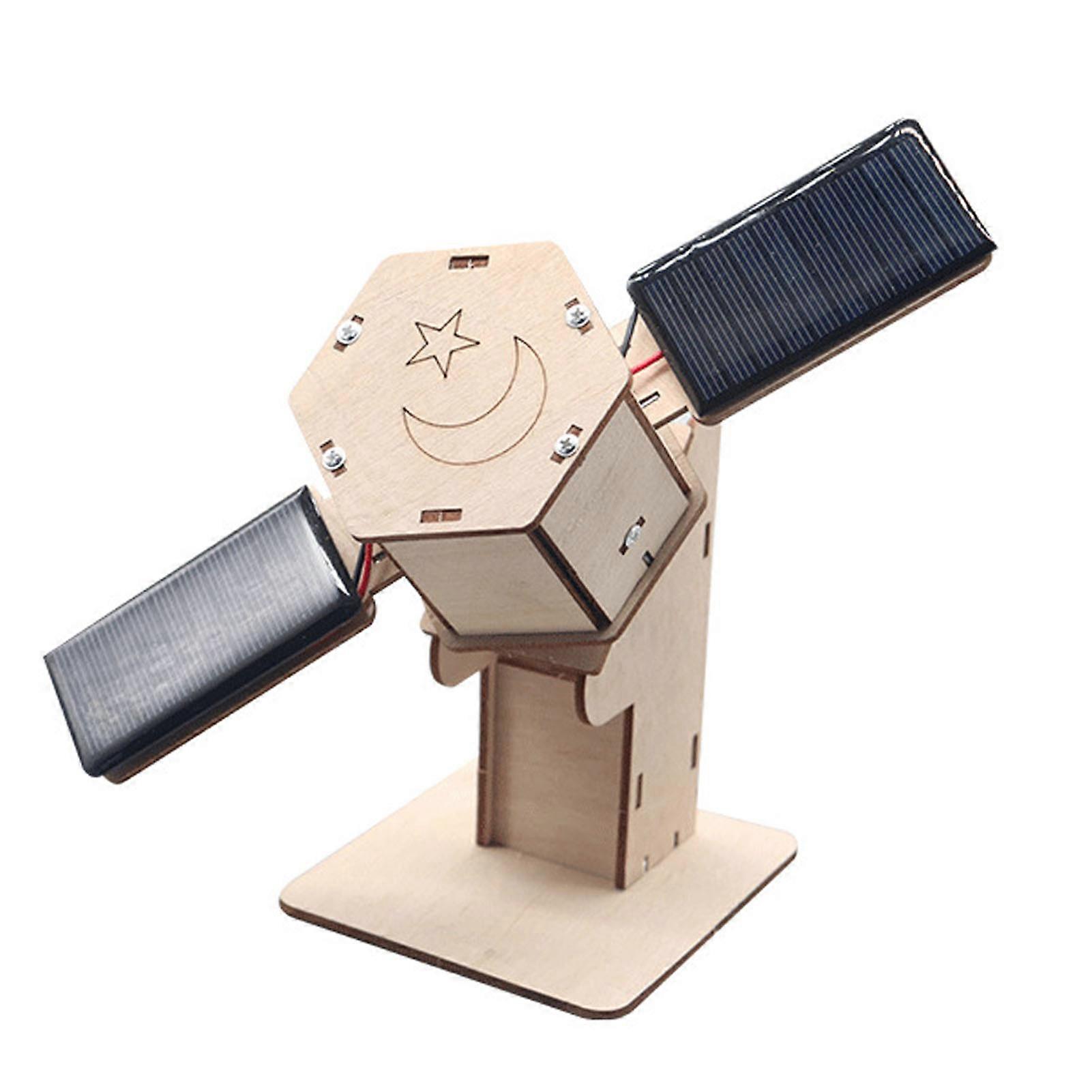 3D Wooden Puzzles for Kids, Solar Powered STEM Toy, DIY Space Satellite Model, Educational Science Building Kit