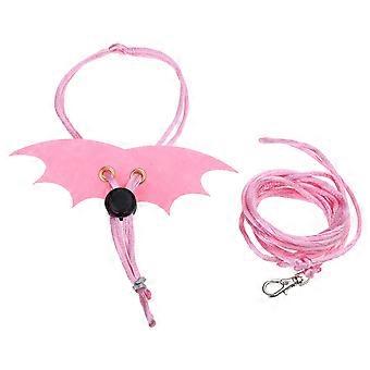 Lizard Leash Set Small Bearded Dragon Harness Adjustable Soft Wings Decoration Safety Walking 4.9ft Leashing Rope  pink S