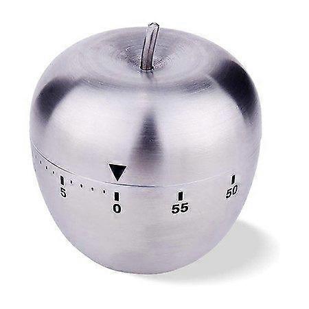Apple Kitchen Timer - 60 Minute Stainless Steel Mechanical Timer with Alarm