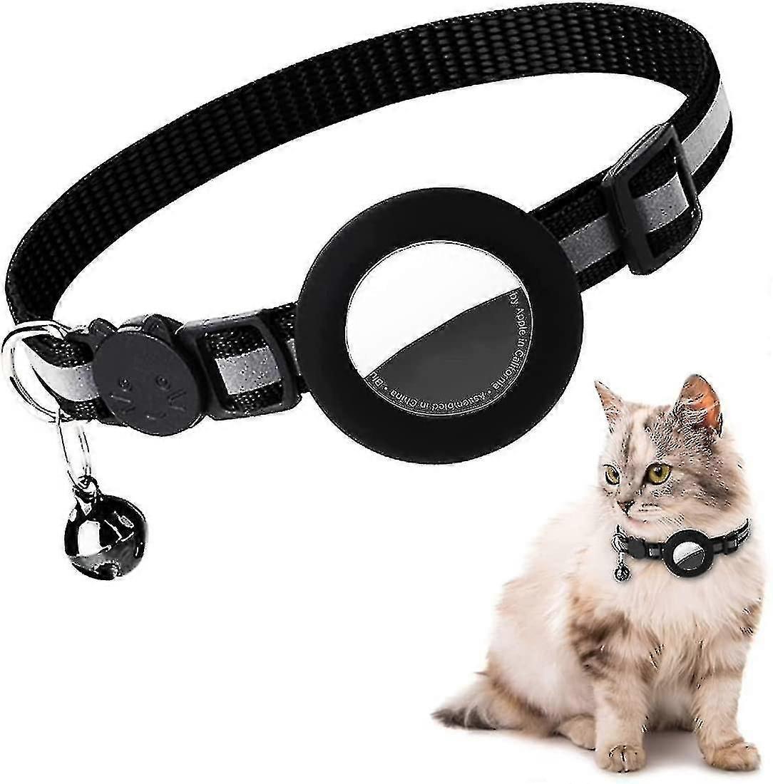 unique Airtag Cat Collar, Reflective Airtag Cat Collar with Bell and Silicone Waterproof Airtag Holder