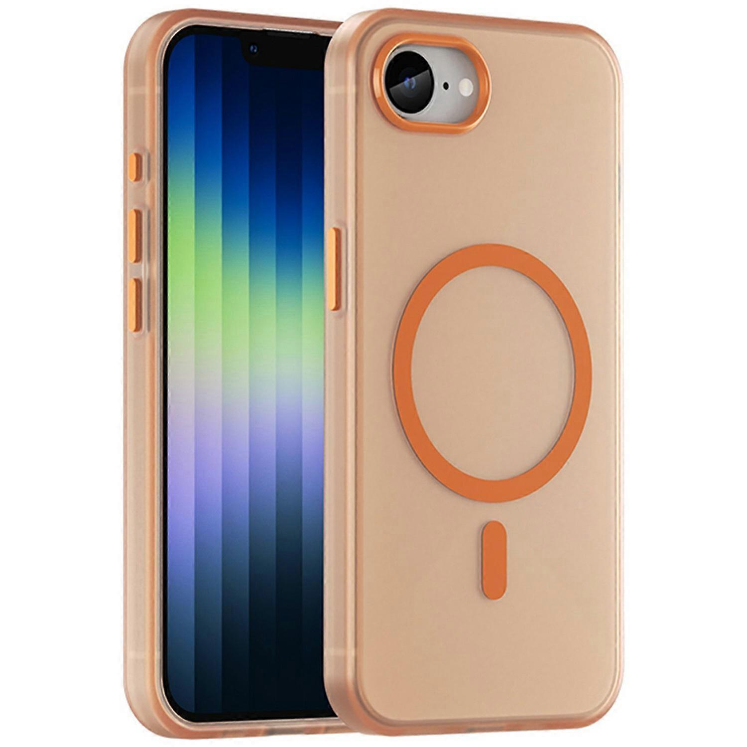 For iPhone 16e Case TPU+PC Phone Back Cover Matte Translucent Design-Orange