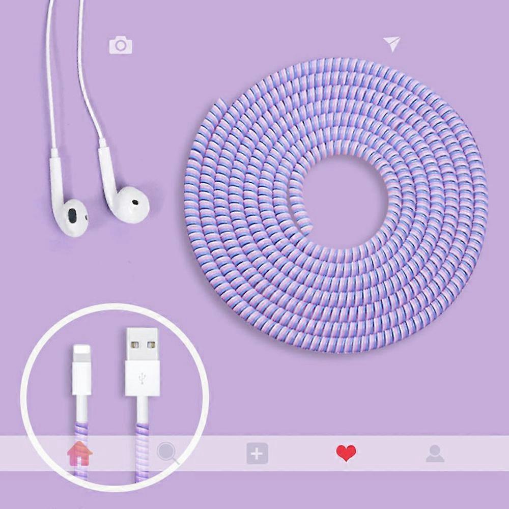 5PCS 2.8m Spiral Data Cable Protector TPU Spring Wrap Cord Saver Protective Sleeve