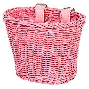 Vélos Panier en osier Panier de guidon avant avec ceinture réglable Plastique tissé Panier de vélos pour enfants Vélos, Scooters Blanc