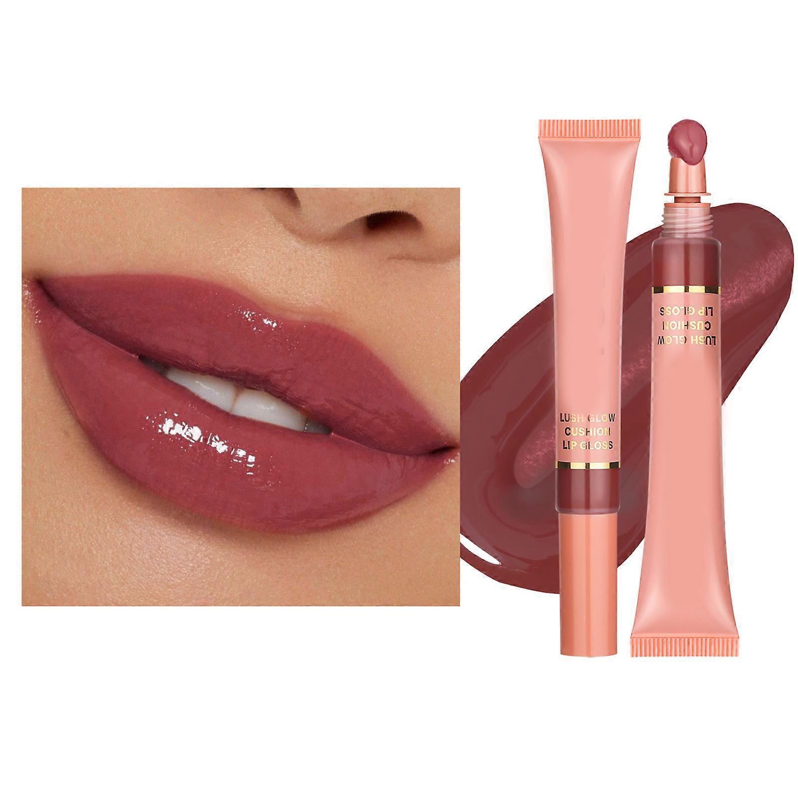 Liquid Lipstick With Cushion Applicator Lip Gloss Moisturizing Creamy Soft Liquid Lip Stick Multi-uses Makeup Lips Color  06A
