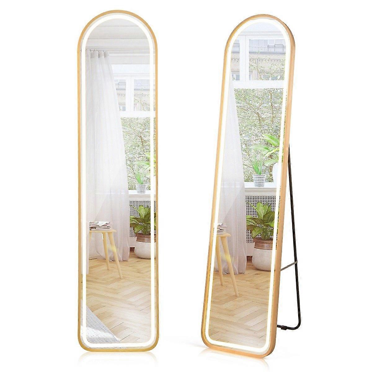 Specchio a figura intera da 155 cm con cornice in alluminio dorato e specchio da terra in pellicola antideflagrante