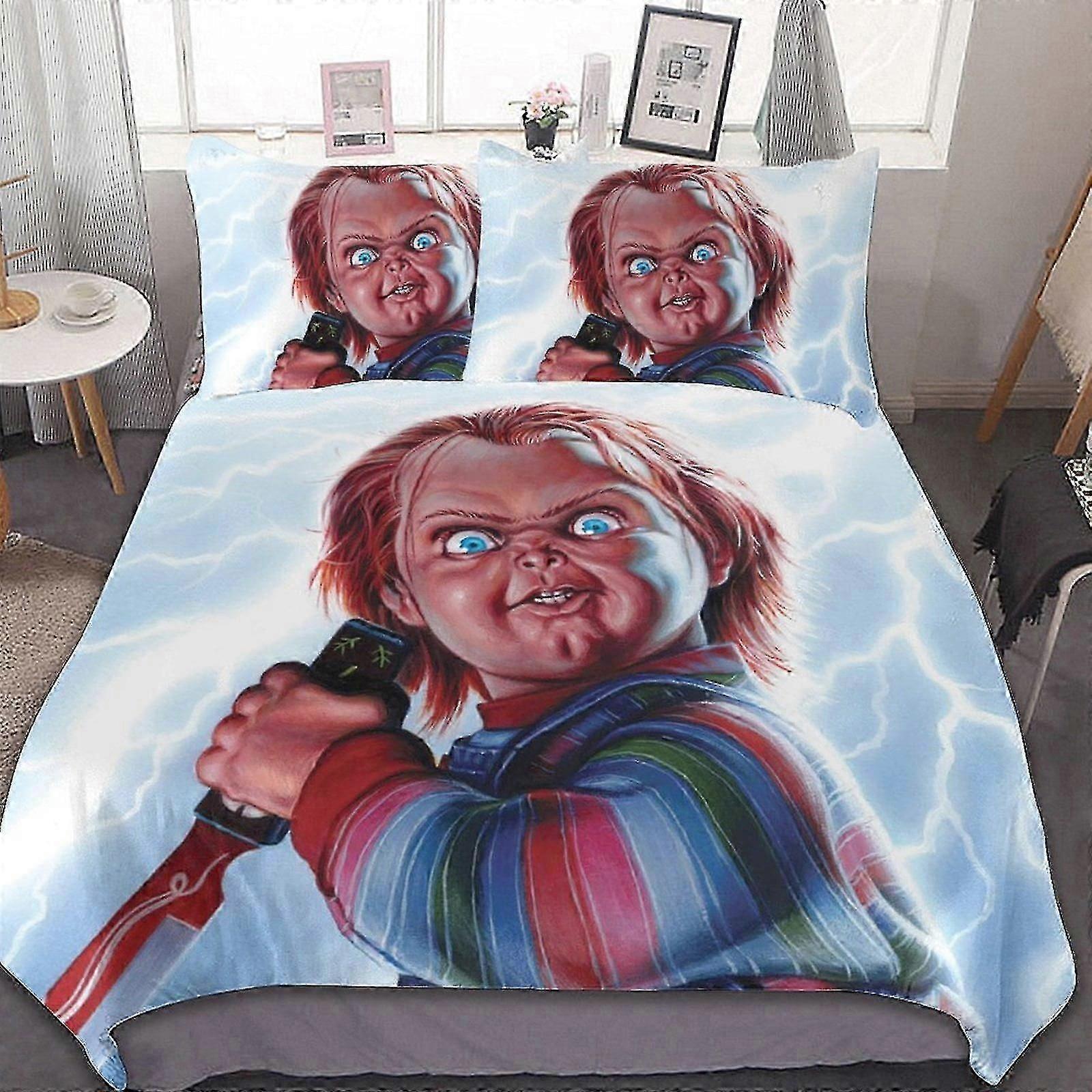 b1154 Lençóis Semente de Chucky Chucky Conjunto de Cama de 3 Peças 1 Capa de Colcha e 2 Fronhas Lençóis gb1154