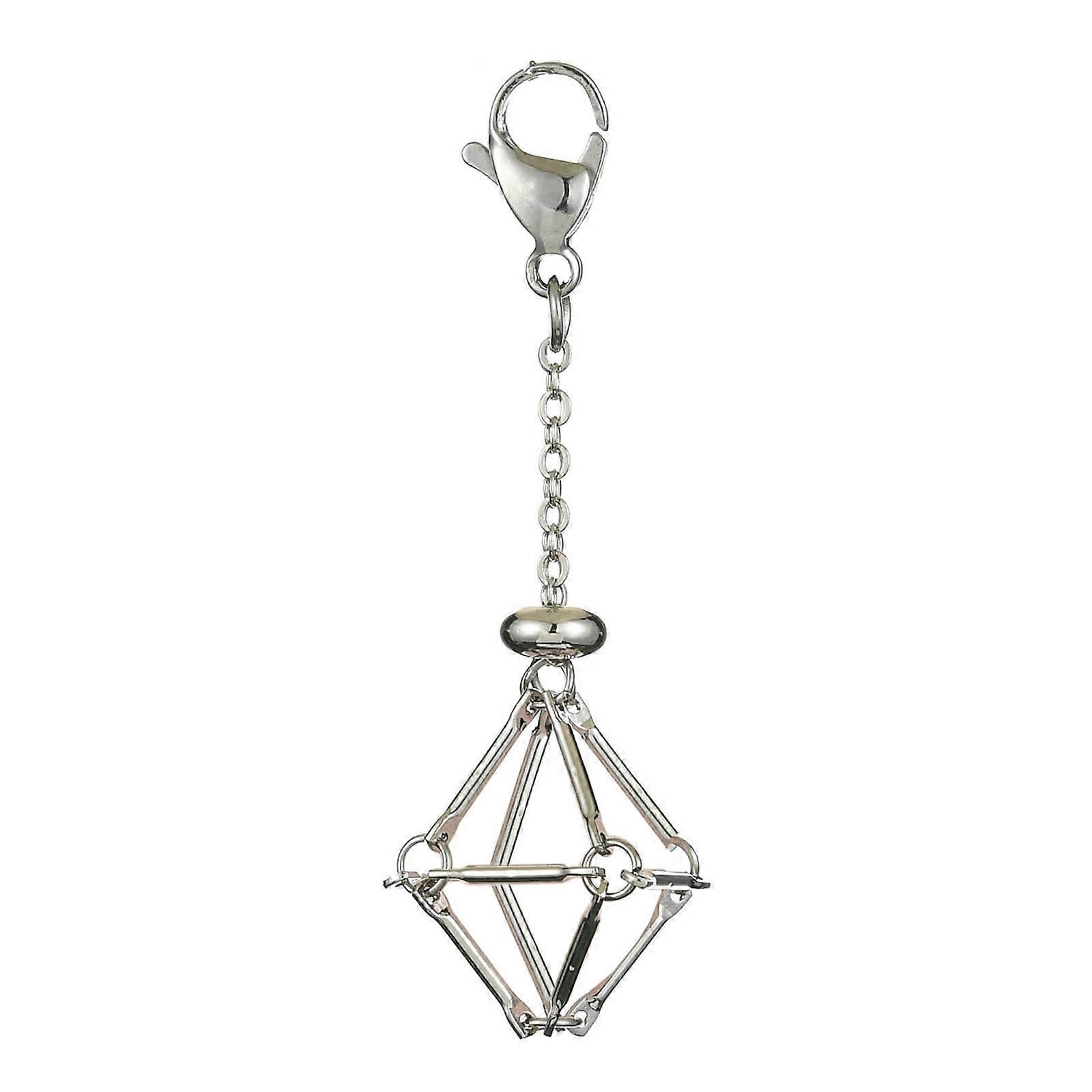 Minimalist Stone Mesh Keychain with Chain Pendant Versatile and Chic Key Rings Accessories for Bags Wallets Backpacks Silver