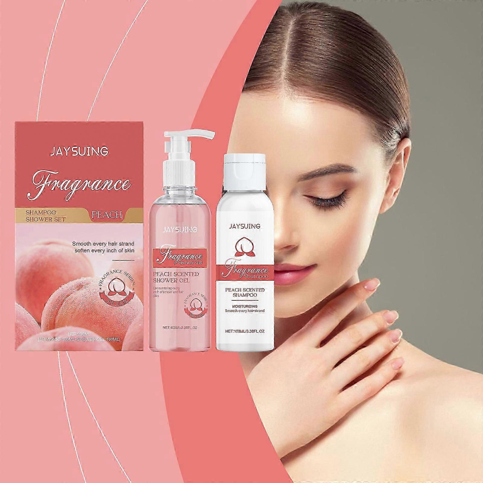 set unique de shampooing et de nettoyant pour le corps, parfum de pêche, nettoyage doux, adapté à tous les types de peau
