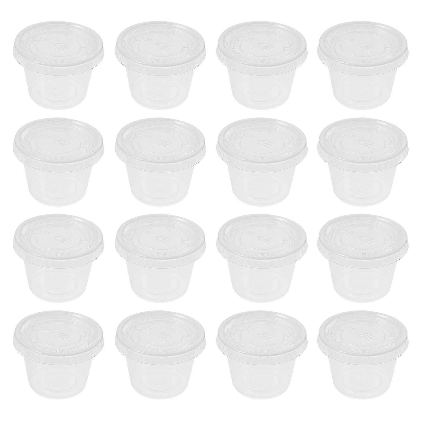 100 Pcs Disposable Sauce Cups with Lids for Takeout Jelly, Ketchup & Dip Cups