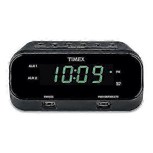 Timex-Wecker mit USB-Ladestation, RediSet-Digitaluhr für Schlafzimmer mit zwei Alarmen, programmierbarer Schlummerfunktion, Nickerchen-Timer, 5-W- und 10-W-USB-Hub f