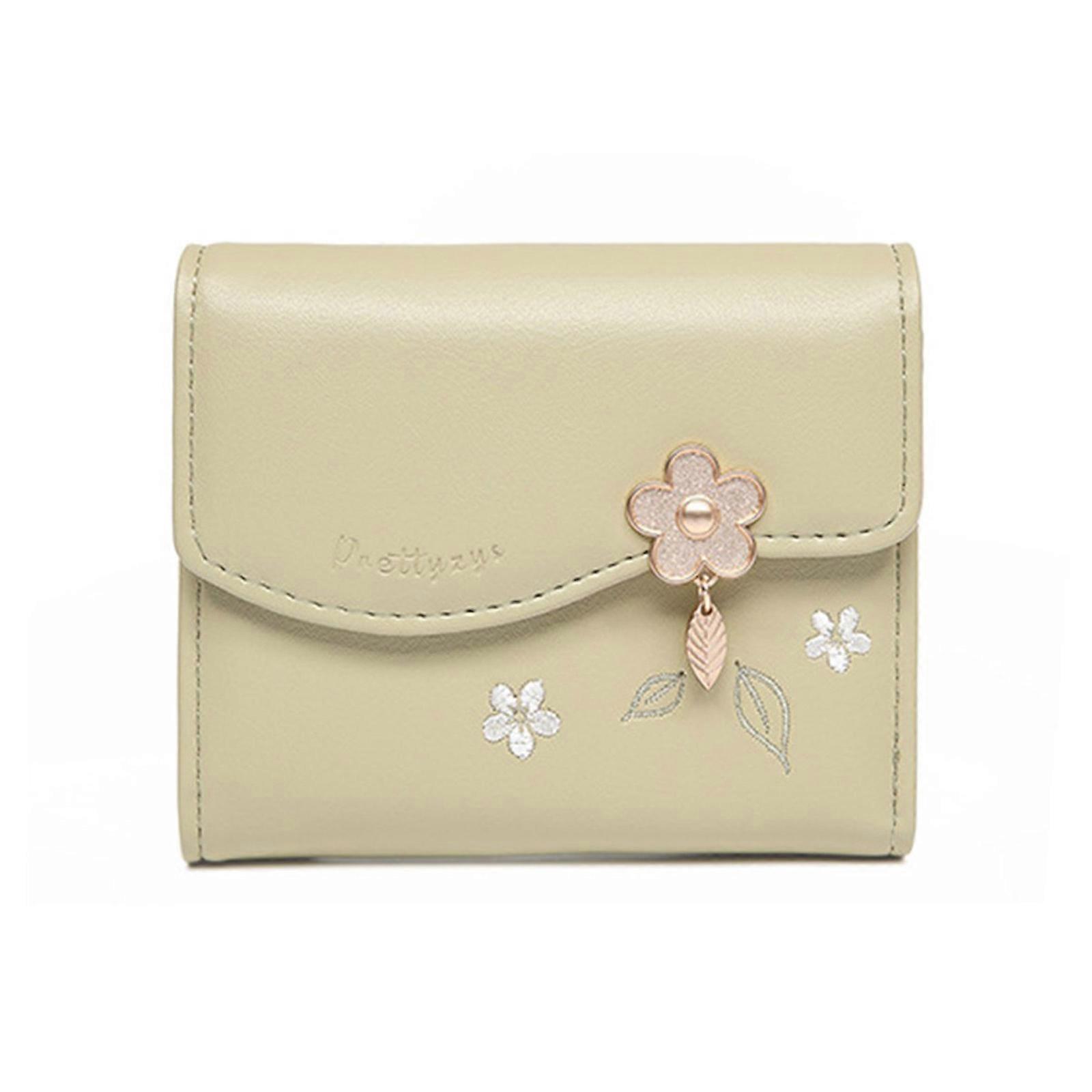 Coin Change Bag Small Trifold Wallet with ID Window Printed Wallet PU Leather Change Purse Coin Purse for Women Girls  Green