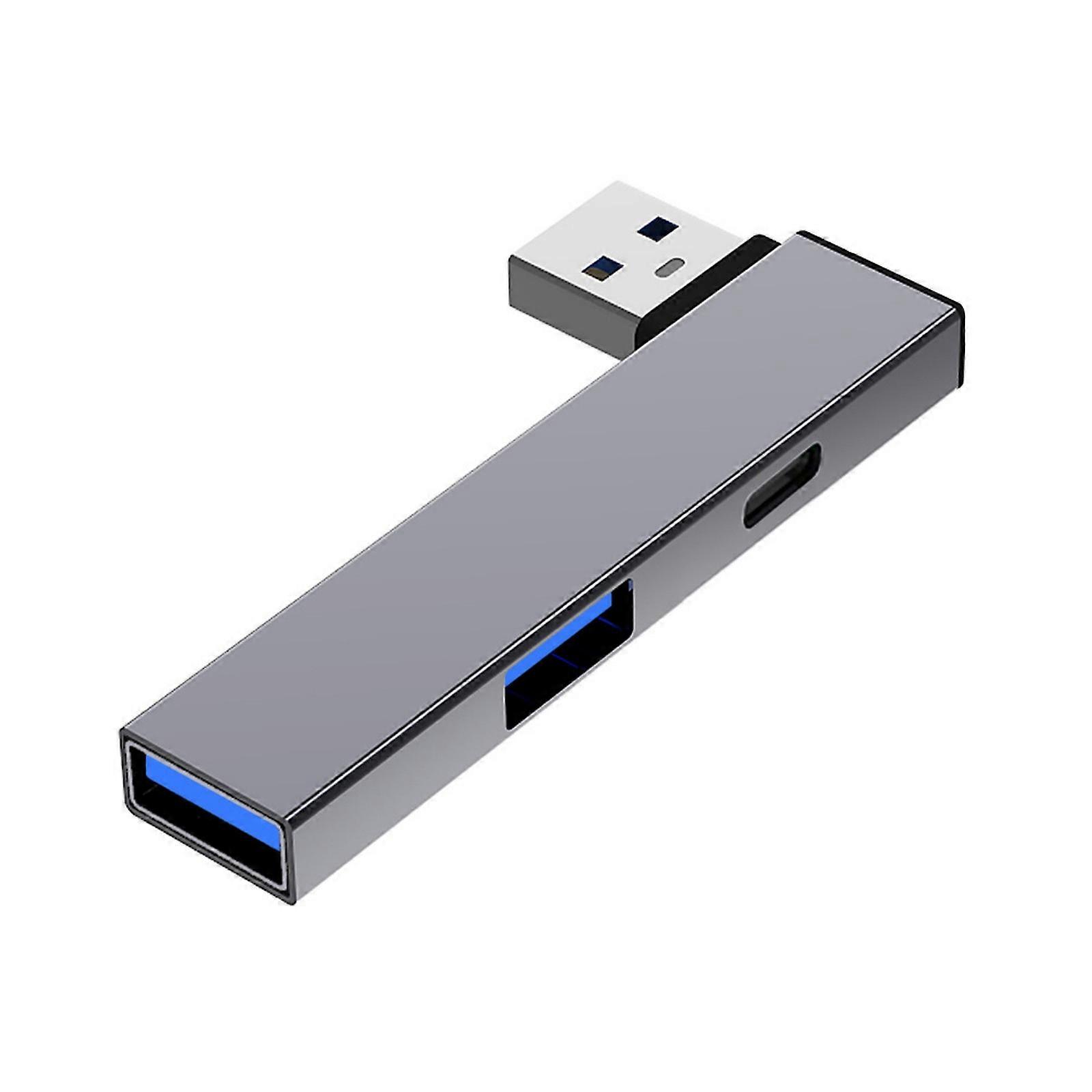 Alüminyum USB 3.0 Çoklayıcı, USB'den Type C'ye ve Çift USB Genişletme Portu Hub'ı, Windows, Linux ve Android Cihazlarla Uyumlu, Gri